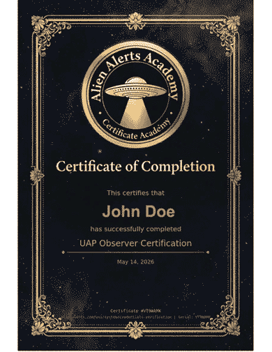 Alien Alerts Academy Certificate